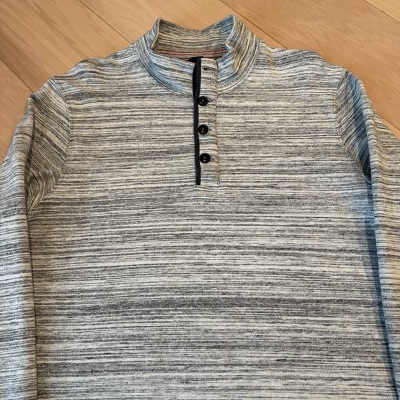 Relwen Henley Button Collar Sweater Large Heather Gray Fleece Pullover Outerwear - Picture 3 of 8